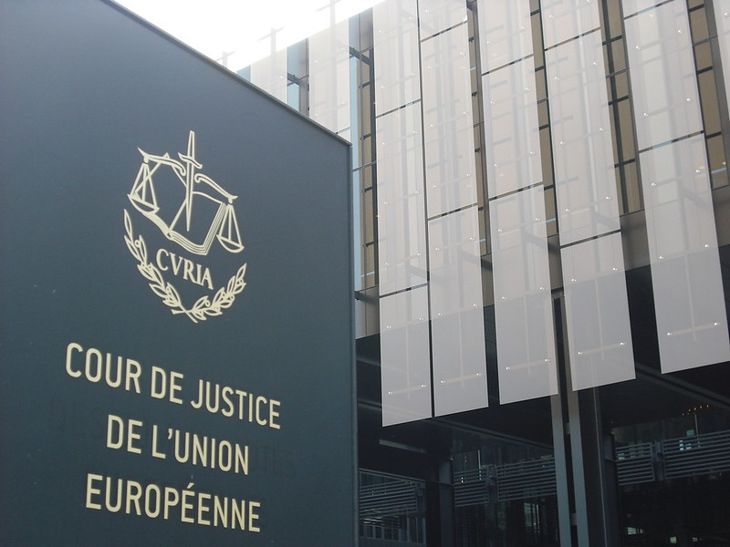 Court of Justice of the European Union main building and sign