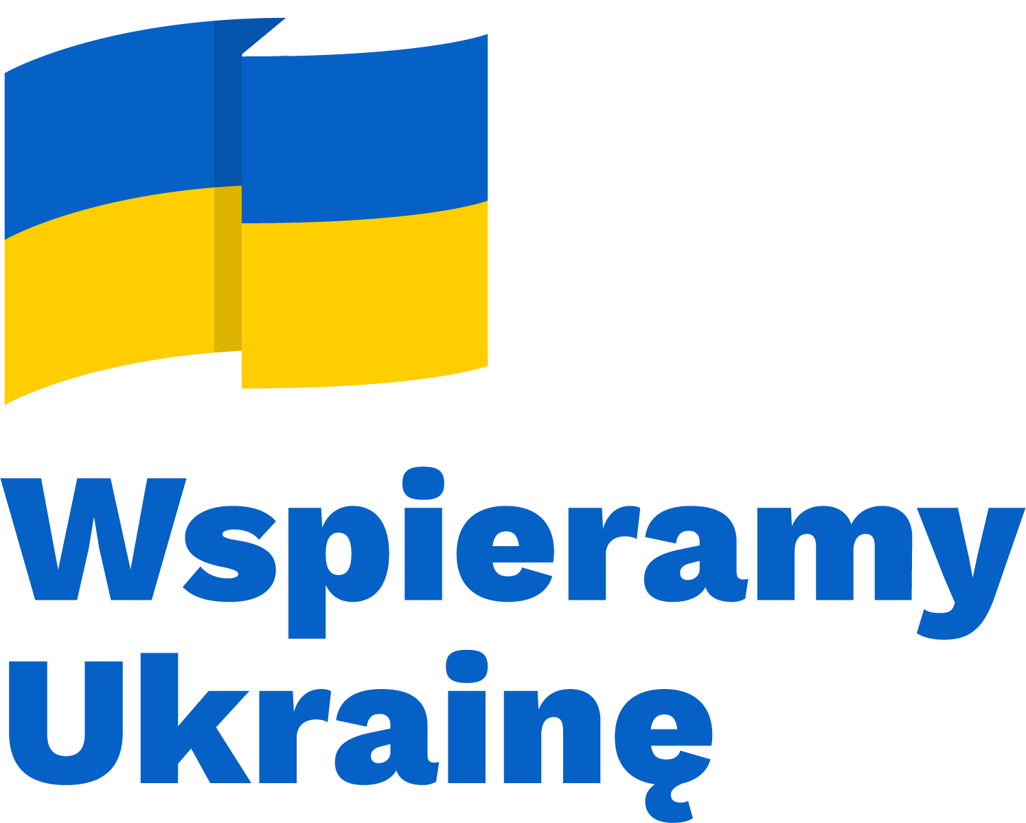 Ukrainina flag and text in Polish we support Ukraine