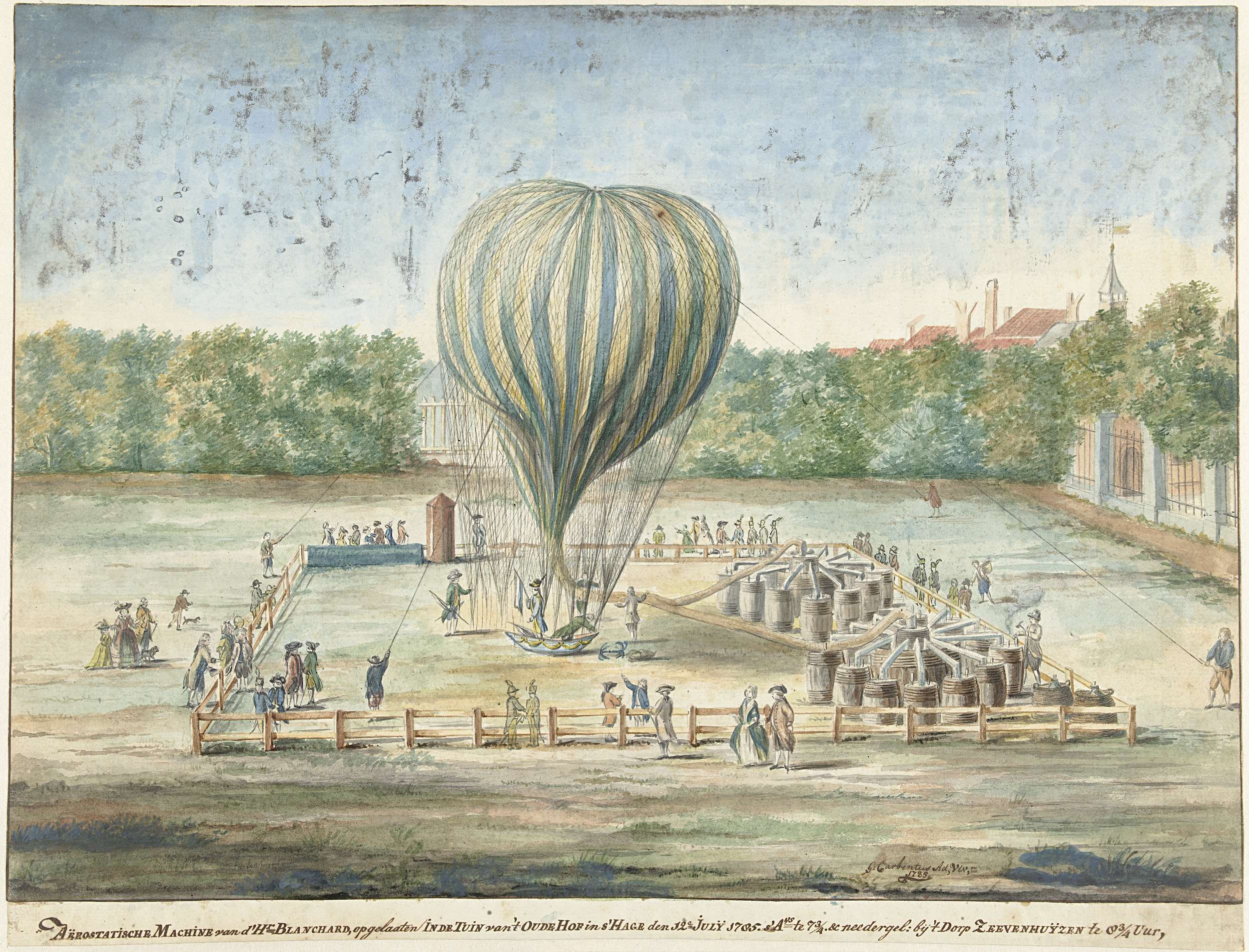 Start balonu Blancharda w Hadze w 1785 r., Rijksmuseum, domena publiczna / Europeana